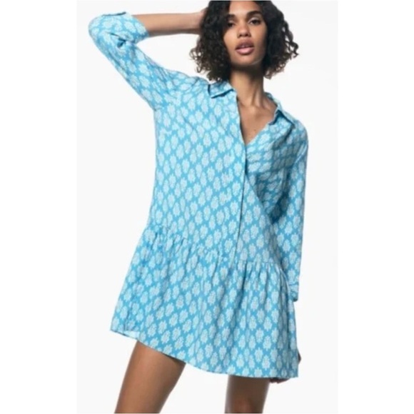 NWT ZARA Blue Patterned Women's Swim Cover-Up - Picture 1 of 14